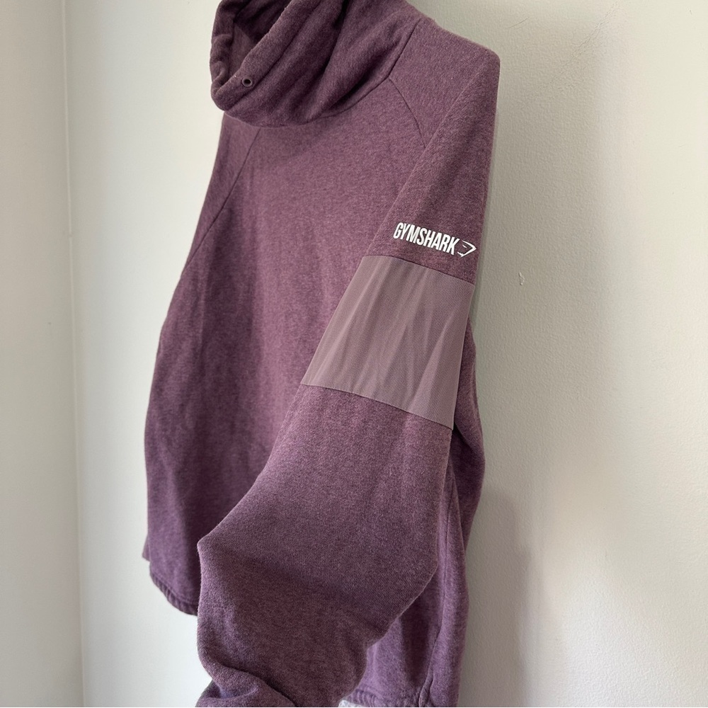 Gymshark Purple Cowl Neck Fleece lined Sweatshirt mesh sleeve size Small